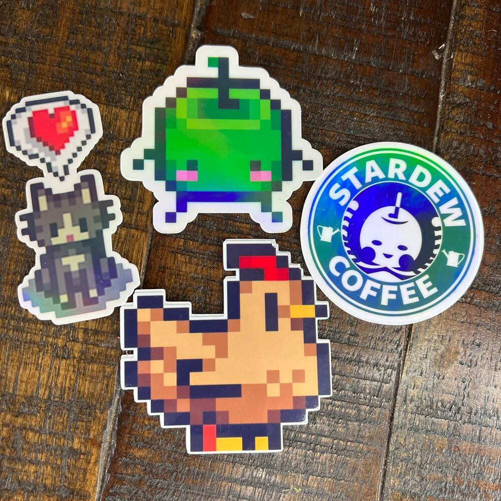 Stardew Valley Sticker‎ Pack, Junimo, Stardew Coffee, Stardew Chickens